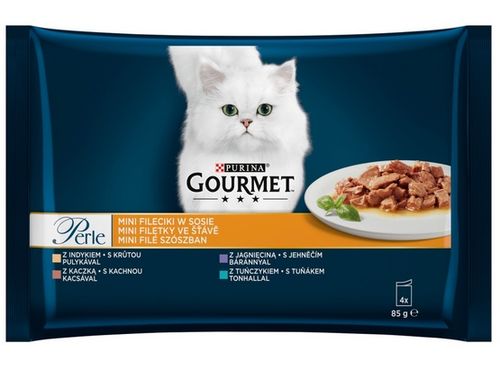 Mix karm w sosie dla kota Gourmet Indyk, Kaczka, Tuńczyk, Jagnięcina 4x85g na Arena.pl