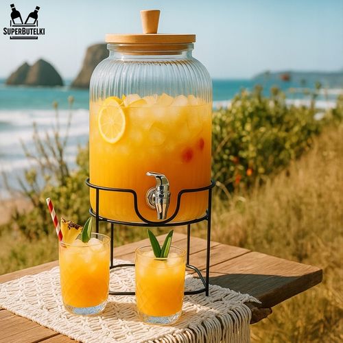 Słoik z kranikiem 5L słój szklany z kranem na stojaku dzbanek na Arena.pl