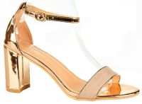 Sandały na obcasie słupku 7,5 cm. champagne Rozmiar obuwia - 37