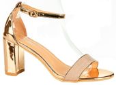 Sandały na obcasie słupku 7,5 cm. champagne Rozmiar obuwia - 39
