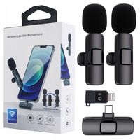 2x MIKROFON BEZPRZEWODOWY KRAWATOWY + ODBIORNIK USB-C + ADAPTER DO IPHONE