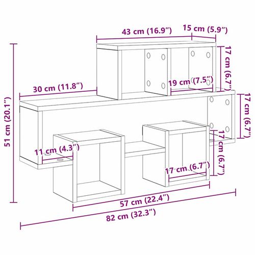Półka ścienna z półką dąb artisan 82 x 15 x 51 cm na Arena.pl