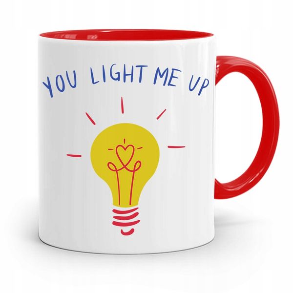 Kubek Czerwony Prezent Elektryka You Light Me Up Z Nadrukiem Ze Zdjęciem zdjęcie 1
