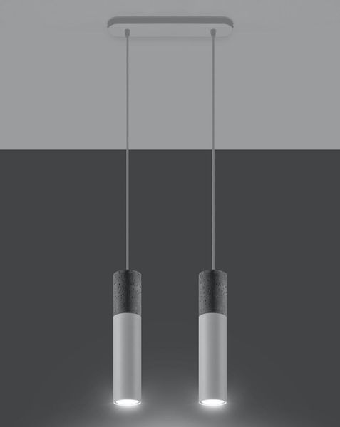 Skandynawska LAMPA wisząca SL.0648 loftowa OPRAWA metalowy ZWIS tuby beton białe zdjęcie 2