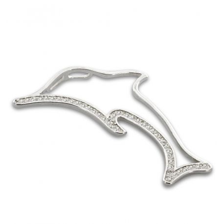 SREBRNY WISIOREK DELFIN Z CYRKONIAMI PRÓBA SREBRA 925 na Arena.pl