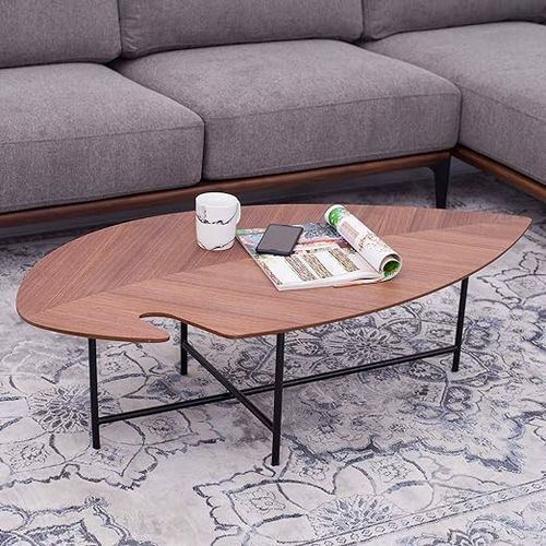 Stolik kawowy w krztałcie liścia orzech 60x120 cm na Arena.pl