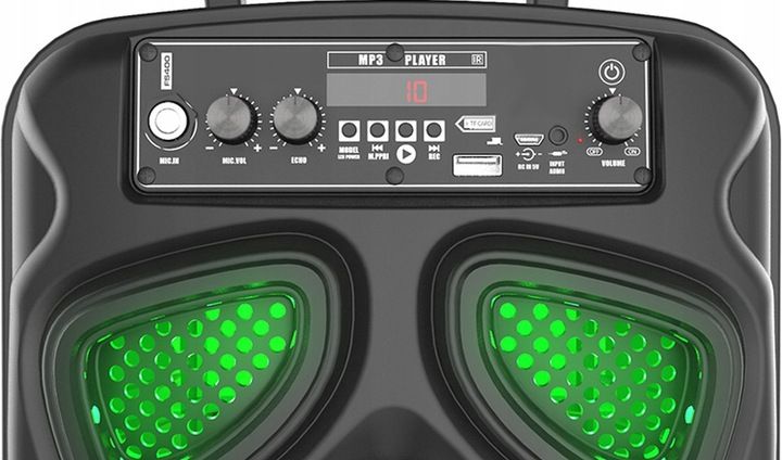 GŁOŚNIK BEZPRZEWODOWY PRZENOŚNY KARAOKE BLUETOOTH RADIO MIKROFON LED USB zdjęcie 7