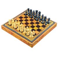 Premium Włoskie Szachy Italfama Palisandro Dorato -Figury+ Skórzana Plansza
