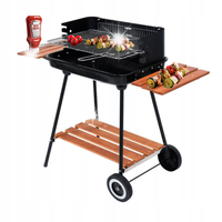 GRILL WĘGLOWY OGRODOWY SKŁADANE PÓŁKI STALOWY RUSZT 53x33cm PRZENOŚNY LUND