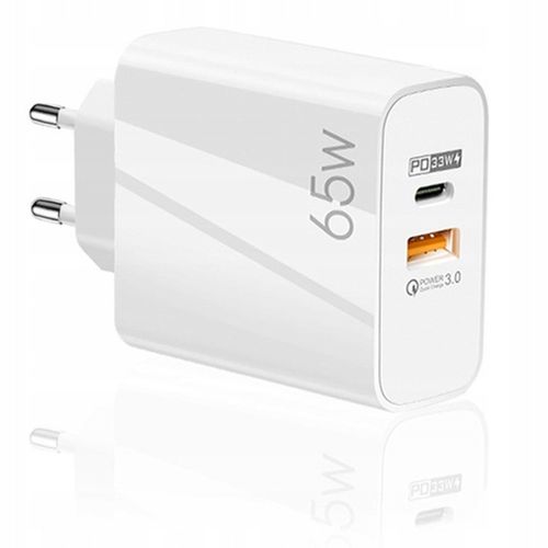 SZYBKA ŁADOWARKA 65W GaN USB-C USB-A FAST CHARGER PD QC + KABEL TYP C na Arena.pl