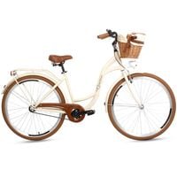 Damski rower miejski Goetze Style 28 + kosz / Kremowo-brązowy