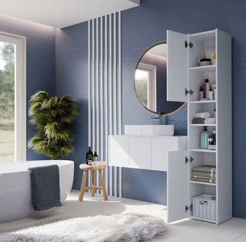 SZAFKA ŁAZIENKOWA S30 BIAŁY REGAŁ SŁUPEK 30CM 2 DRZWI PÓŁKI na Arena.pl