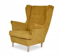 Fotel uszak ARI skandynawski Family Meble, wygodny Stylowy żółty Welur