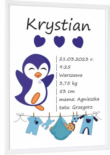 METRYCZKA DLA DZIECKA NARODZINY CHRZEST + RAMKA !SUPER PREZENT! HIT ! na Arena.pl