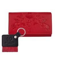 portfel damski skórzany t-45-rd i brelok do kluczy t-88-bl/rd zestaw