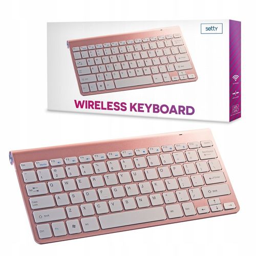 Klawiatura bezprzewodowa rose gold do komputera QWERTY różowa mała bez num na Arena.pl
