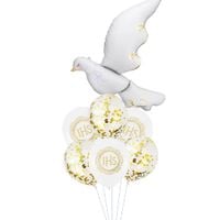 Zestaw balonów na Chrzest Święty Komunię gołąbek