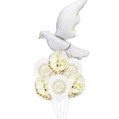 Zestaw balonów na Chrzest Święty Komunię gołąbek