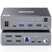 KVM Switch USB-C 4K 60Hz dual monitor 1 PC 1 laptop 4x USB 3.0 POWYSTAWOWY