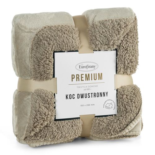 Koc narzuta TEDY 200x220 Eurofirany beżowy miękka bukla + ciepły polar na Arena.pl