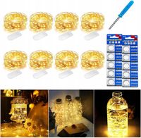 FLSEPAMB Mini Łańcuch świetlny LED, 8 sztuk x 2 m, na baterie
