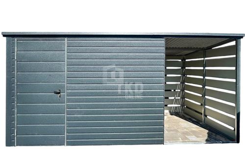 Schowek domek ogrodowy 2,5x2m + wiata 1,5m Drzwi Antracyt Dach spad  TKD265 na Arena.pl