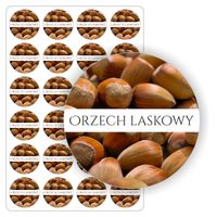 NAKLEJKI orzechowy samoprzylepne kolorowe ORZECH LASKOWY słoiki krem 5cm