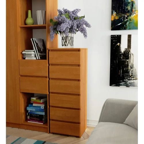 Wąska komoda do salonu, STILO, 40x35x109 cm, olcha, mat | TYLETEGOTU na Arena.pl