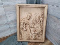 Ikona drewniana płaskorzeźba Święta Rodzina III prezent ślub obraz 20 cm