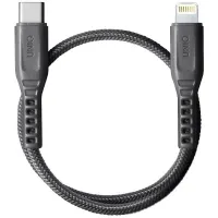 Kabel UNIQ Flex USB-C / Lightning 18W nylonowy 30 cm - szare