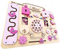 Tablica manipulacyjna różowa drewniana Polska zabawka