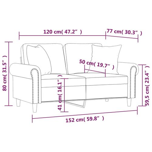2-osobowa sofa z poduszkami, ciemnoszara, 120 cm, aksamit na Arena.pl