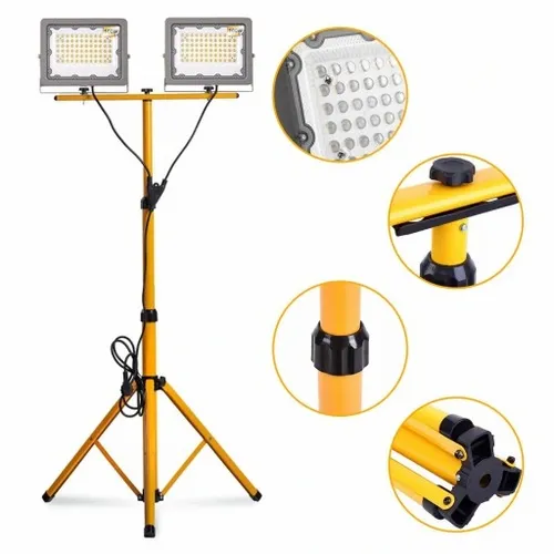 Halogen LED Statyw Budowlany Naświetlacz 2x100W / 200W 20000lm Przewód na Arena.pl