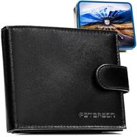 portfel męski ze skóry naturalnej w czarnym kolorze zamykany