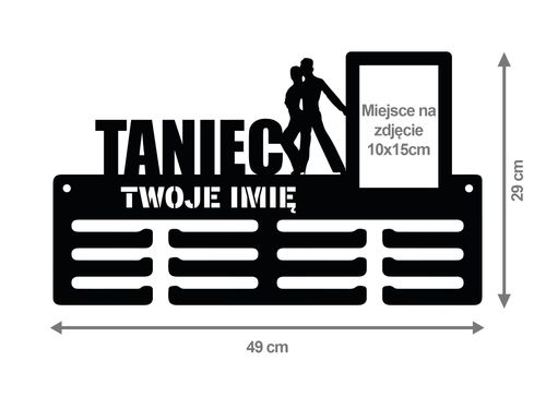 Wieszak na medale TANIEC ramka na zdjęcie, dowolny tekst  251.1 na Arena.pl