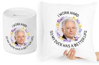 Jarosław Kaczyński Zestaw Poduszka + Skarbonka Z Nadrukiem Ze Zdjęciem