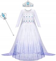 KOSTIUM KRÓLEWNA ELSA PRZEBRANIE KSIĘŻNICZKA KRAINA LODU NA HALLOWEEN 130cm