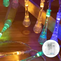 Lampki choinkowe krople deszczu 2,5 m na 3 baterie AA multikolor dla wyjątkowego klimatu