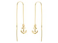 Delikatne pozłacane przewlekane srebrne wiszące kolczyki kotwica kotwiczka srebro 925 ALMS022Y