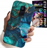 ETUI DO SAMSUNG A6 2018 - NIEBIESKO ZIELONY MARMUREK PLECKI WZORY