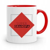 Kubek Czerwony Na Dzień Dziadka Super Grandpa Z Nadrukiem Ze Zdjęciem