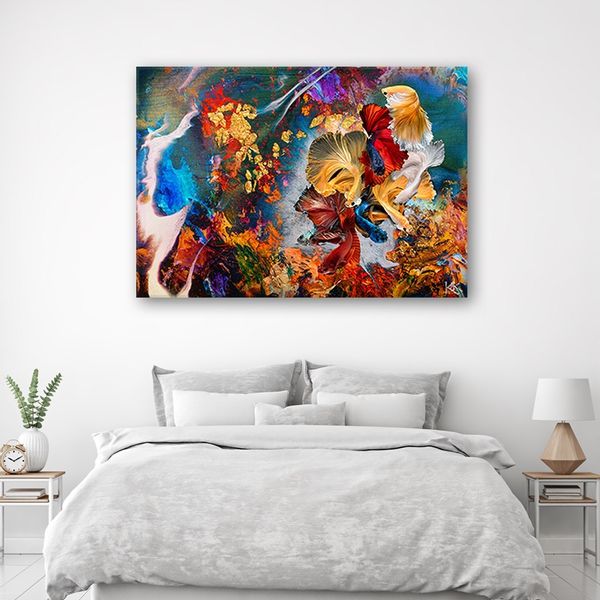 Emaga Obraz na płótnie, Kolorowe ryby abstrakcja - 90x60 zdjęcie 2