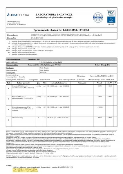 OstroVit Omega 3 D3+K2 90 caps KWASY TŁUSZCZOWE zdjęcie 6