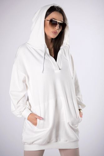 Bluza oversize z kapturem - Kremowy M na Arena.pl