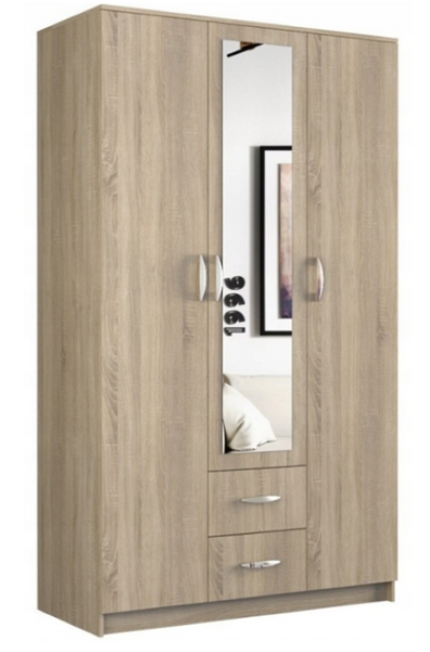 Nowoczesna Szafa z Lustrem 3D2SZ 120 cm Sonoma ROMARO TS - 2 Kolory zdjęcie 1