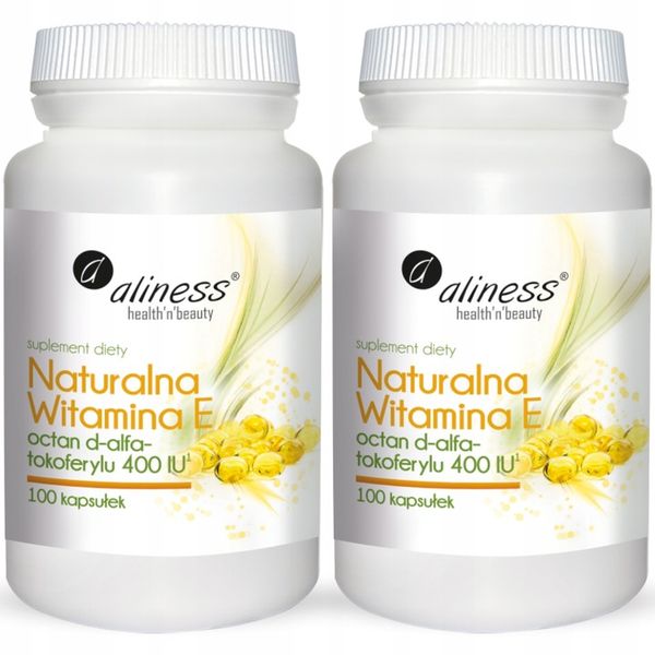 2x WITAMINA E NATURALNA 400 IU 100 kaps ALINESS Procesy starzenia się Wzrok zdjęcie 1