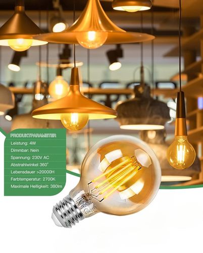 Żarówka LED E27 Vintage Edison 2700K 4W Ciepła Biel Zestaw 4 Sztuki na Arena.pl