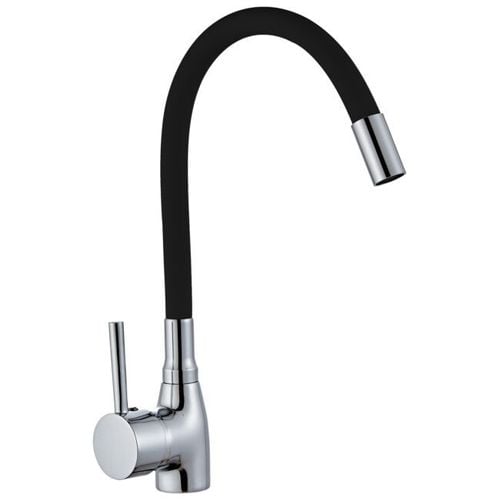 Zlewozmywak jednokomorowy z ociekaczem ADAL czarny z lewym ociekaczem + bateria flex LAVO na Arena.pl