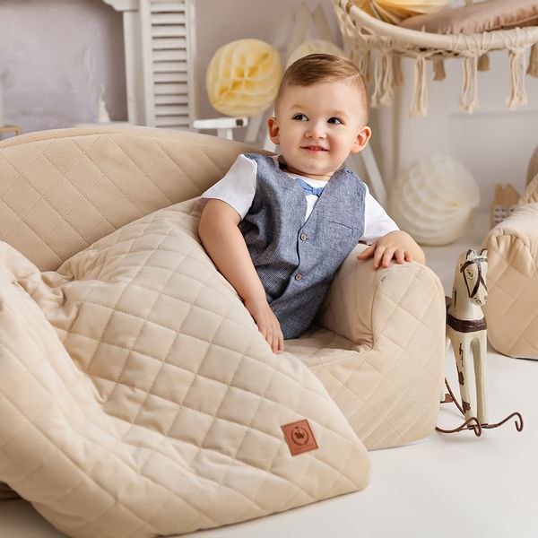 Koc z poduszką kremowy velvet soft zdjęcie 1