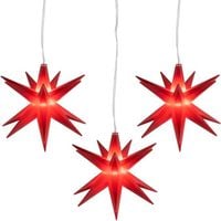 dekoracja gwiazda led czerwona 3szt 8cm